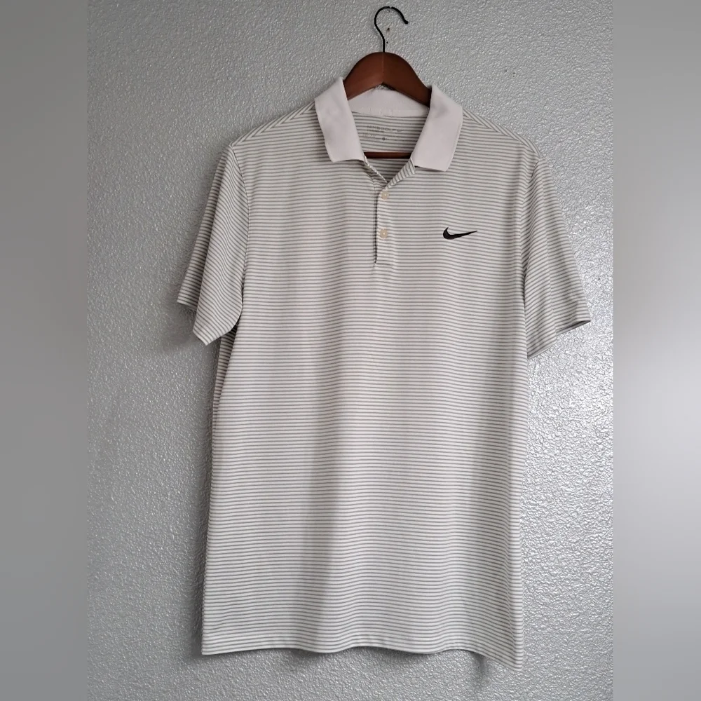Nike Golf  Dri-Fit Grey & White Striped Shirt     Size L